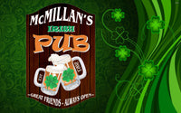 "Shamrock Tavern" Personalized Irish Pub Bar Sign with Beer Mugs & Simulated Wood Background