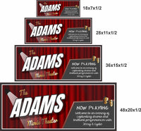 Movie theater sign shown in four available size options for wall display