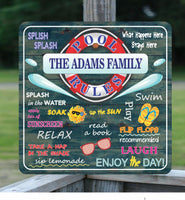 Custom Pool Rules Sign - Personalized with Distressed Wood Look & Summer Quotes