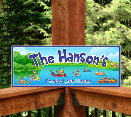 Custom Lake House Fun Sign: Personalized with Boats & Rafts - Perfect Lakeside Decor
