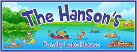 Custom Lake House Fun Sign: Personalized with Boats & Rafts - Perfect Lakeside Decor