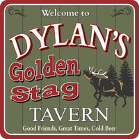 Personalized Tavern Sign with Rustic Background & Buck - Custom Pub Decor