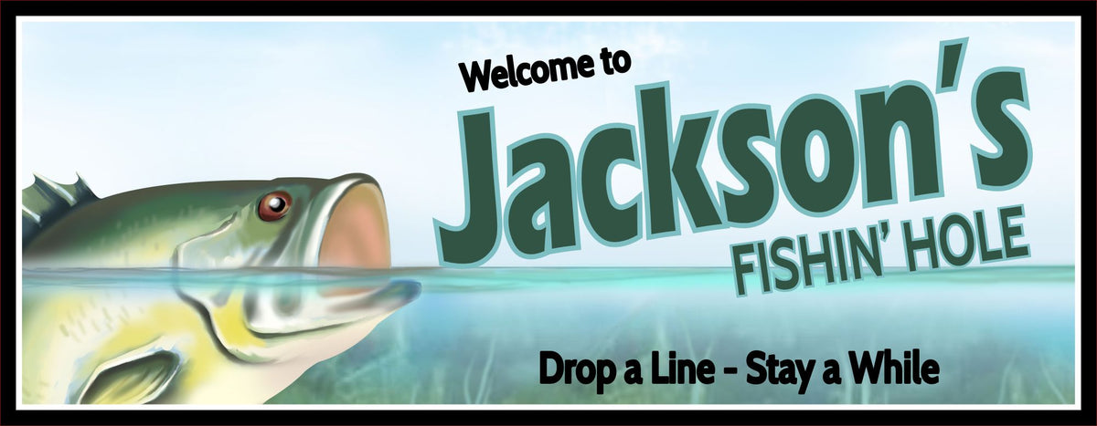 Custom Fishing Hole Sign - Green Fish & Underwater Scene Welcome| Fun ...