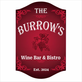 Personalized Wine Bar & Bistro Sign – Custom Name Home Bar Decor