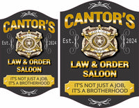 Law & Order Saloon - Personalized Police Badge Bar Sign with Established Date