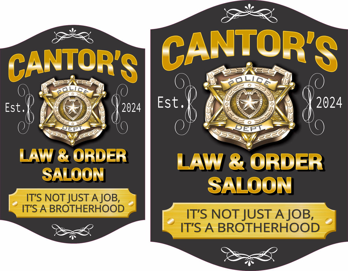 Custom Police Badge Bar Sign - Law & Order Saloon Decor| Fun Sign Factory
