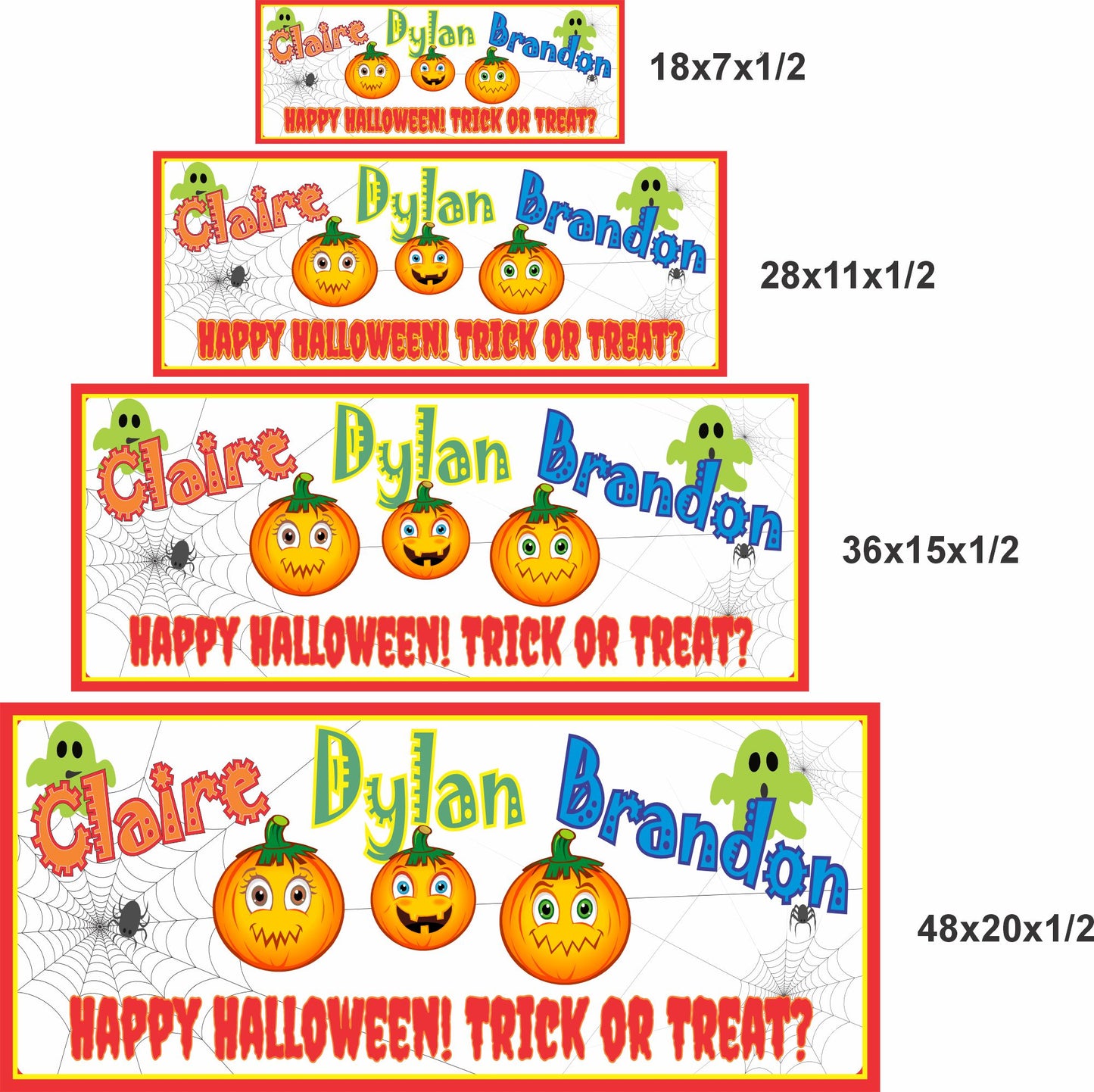 halloween sign shown in multiple size options for outdoor yard display