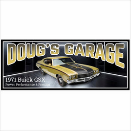Personalized 1971 muscle car garage sign with vintage coupe design and bold lettering