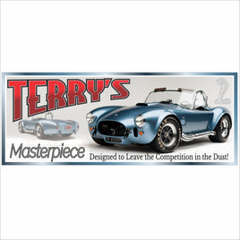 Personalized 1966 classic sports car garage sign with vintage roadster design and bold racing style text