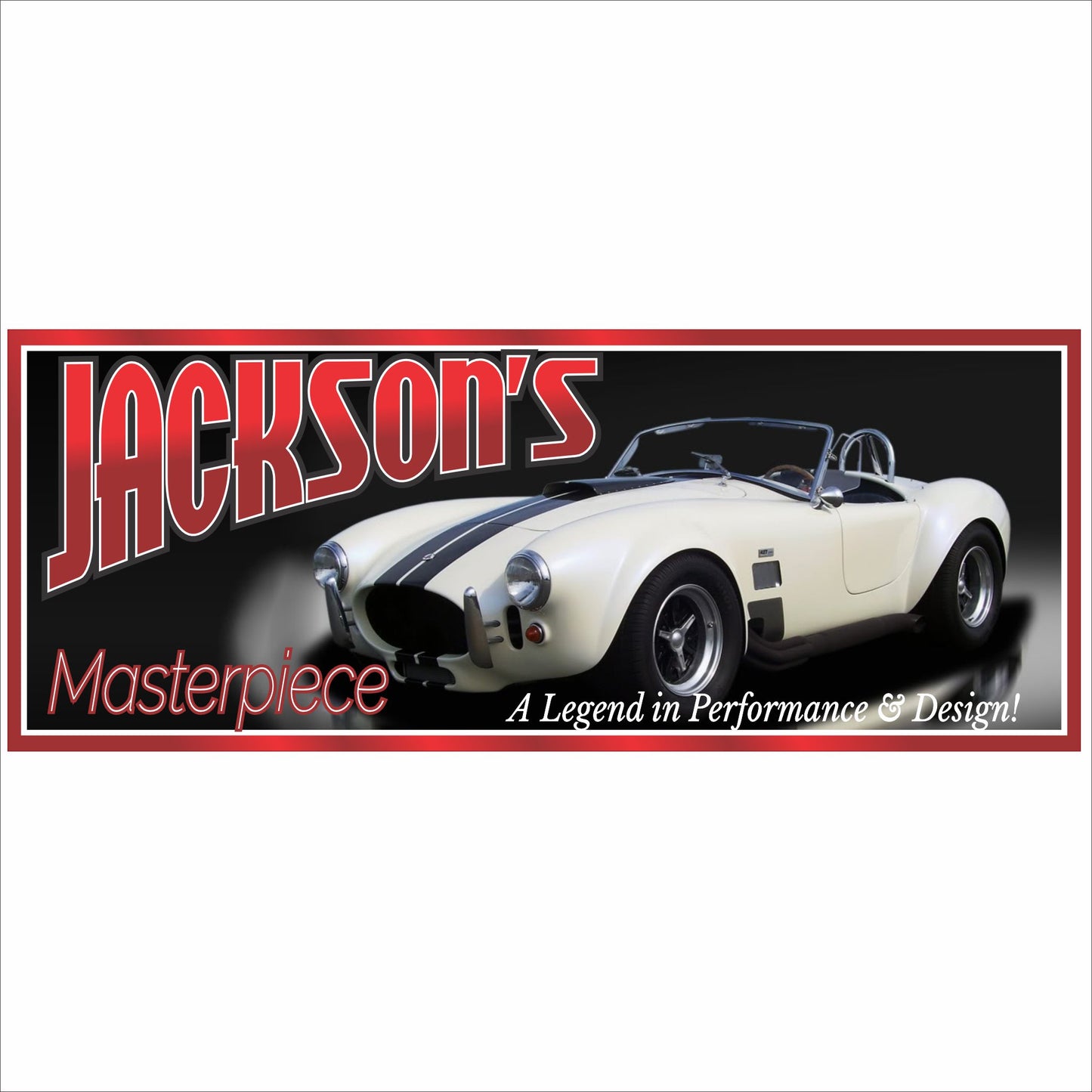 Personalized 1966 sports car garage sign with vintage roadster design and custom text