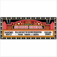 Personalized home theater marquee sign with retro movie theater lights