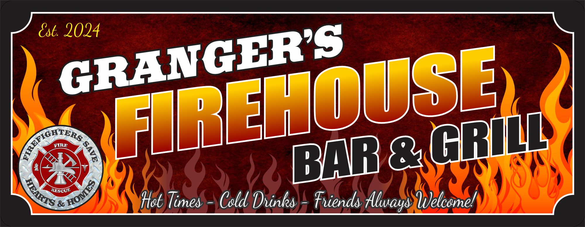 Custom Firehouse Bar Grill Sign Personalized Firefighter Decor