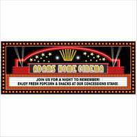 Personalized home cinema marquee sign with theater lights and custom family name