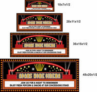 Home cinema marquee sign shown in four available size options