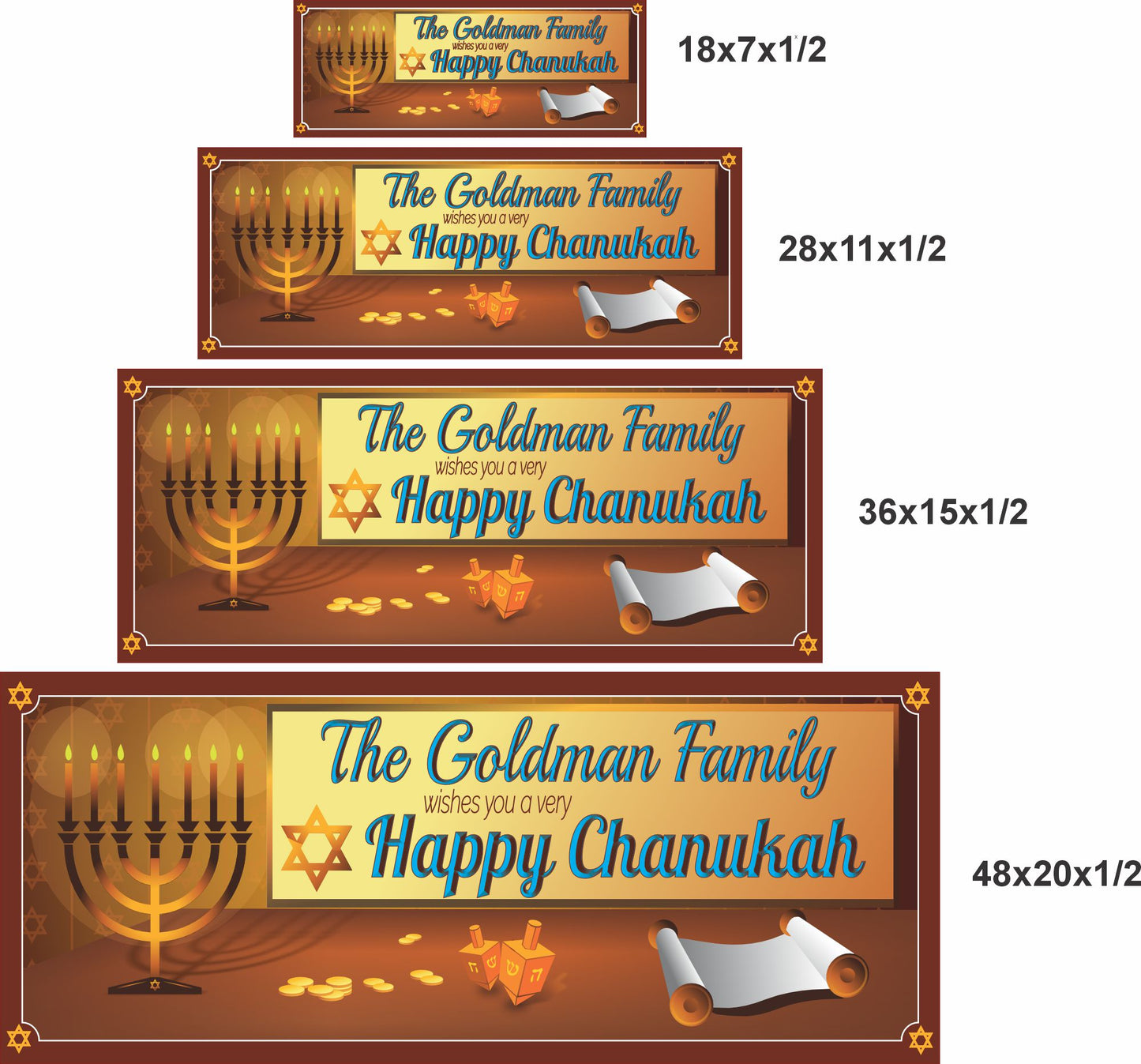 Personalized Happy Chanukah Sign – Custom Hanukkah Family Wall Decor