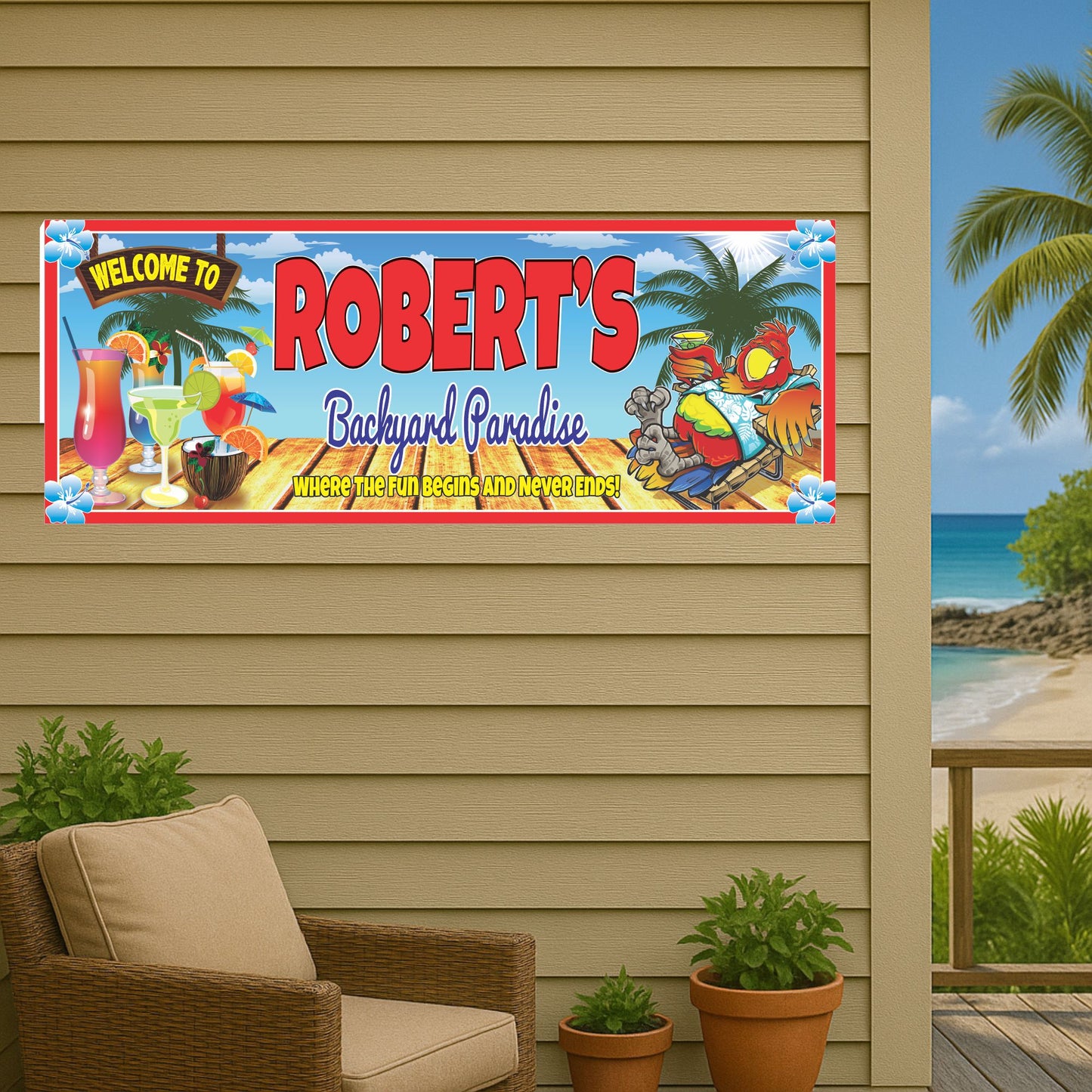 Personalized bar sign size comparison showing four available sizes for wall display
