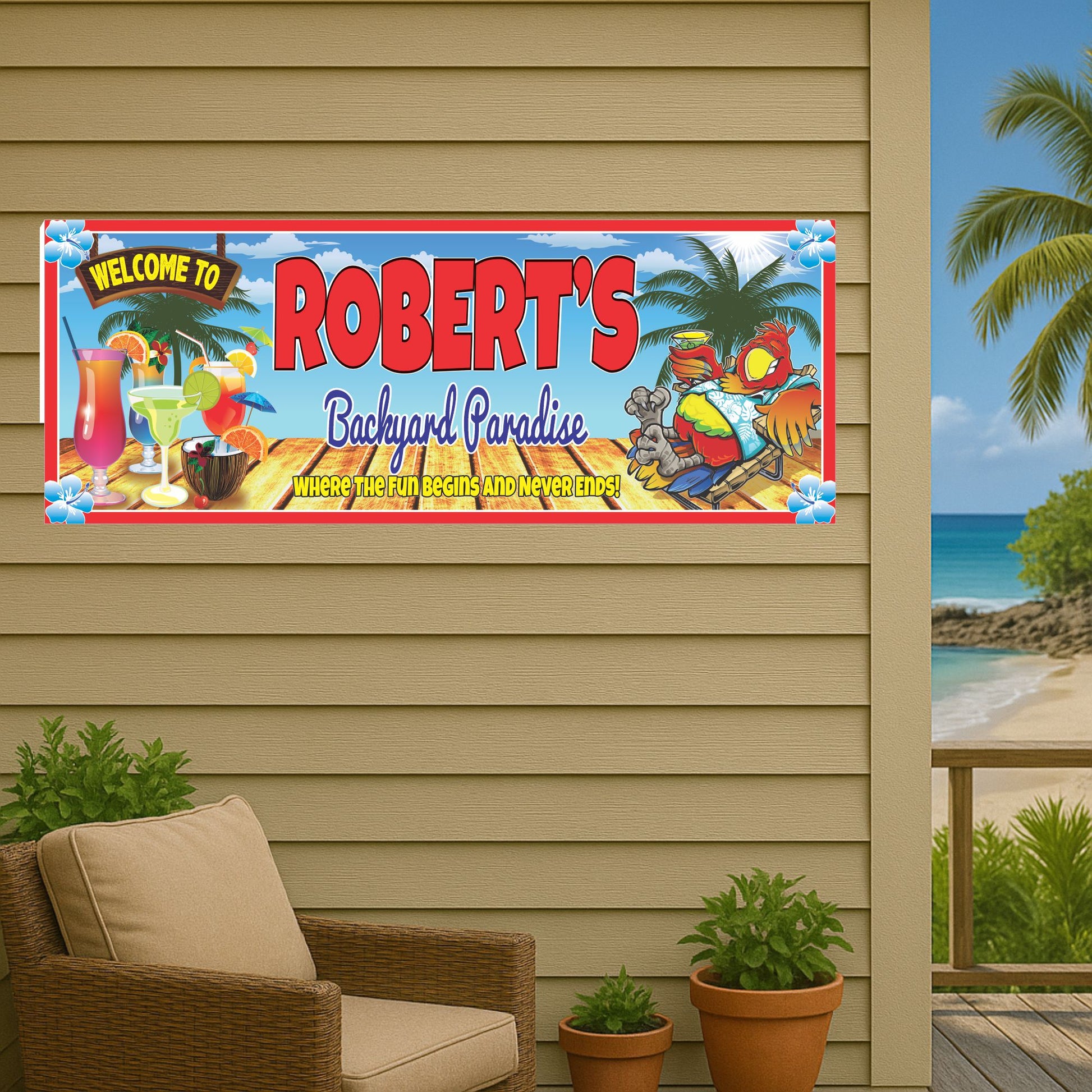 Personalized bar sign size comparison showing four available sizes for wall display