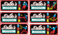 Six sports bar sign design options shown together to illustrate available sport themes and color styles
