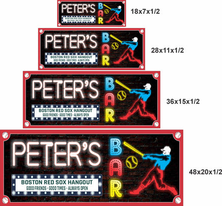 Sports bar sign shown in four available sizes for wall display comparison
