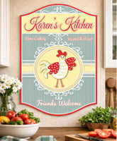 Farmhouse kitchen wall sign displayed in cozy cooking space