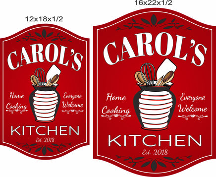 Kitchen sign shown in 12x18 and 16x22 size options for scale reference
