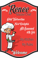 Personalized Chef Sign with Customizable Male or Female Chefs – Perfect Kitchen Decor