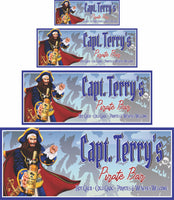 Personalized pirate bar sign with editable text, featuring a pirate holding a rum bottle and a pirate ship silhouette background