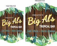 Tropical bar sign shown in 12x18 and 16x22 size options for scale reference