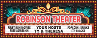 Personalized home theater sign with faux flashbulb border, editable text, and Art Deco style, does not light up