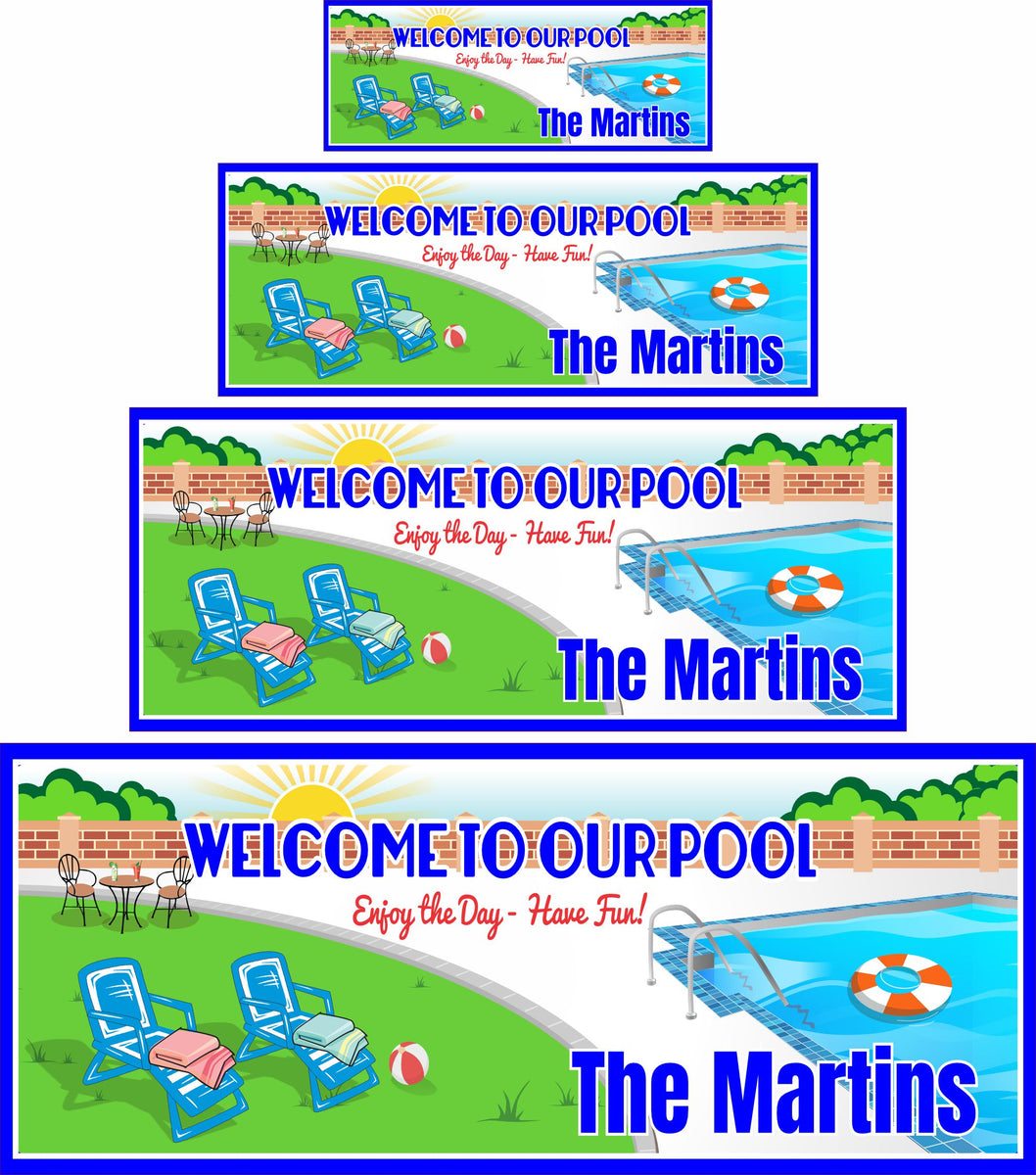 Custom Swimming Pool Welcome Sign - Personalized Backyard Decor| Fun ...