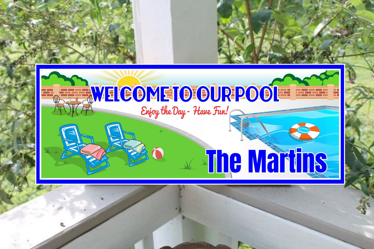 Custom Swimming Pool Welcome Sign - Personalized Backyard Decor| Fun ...