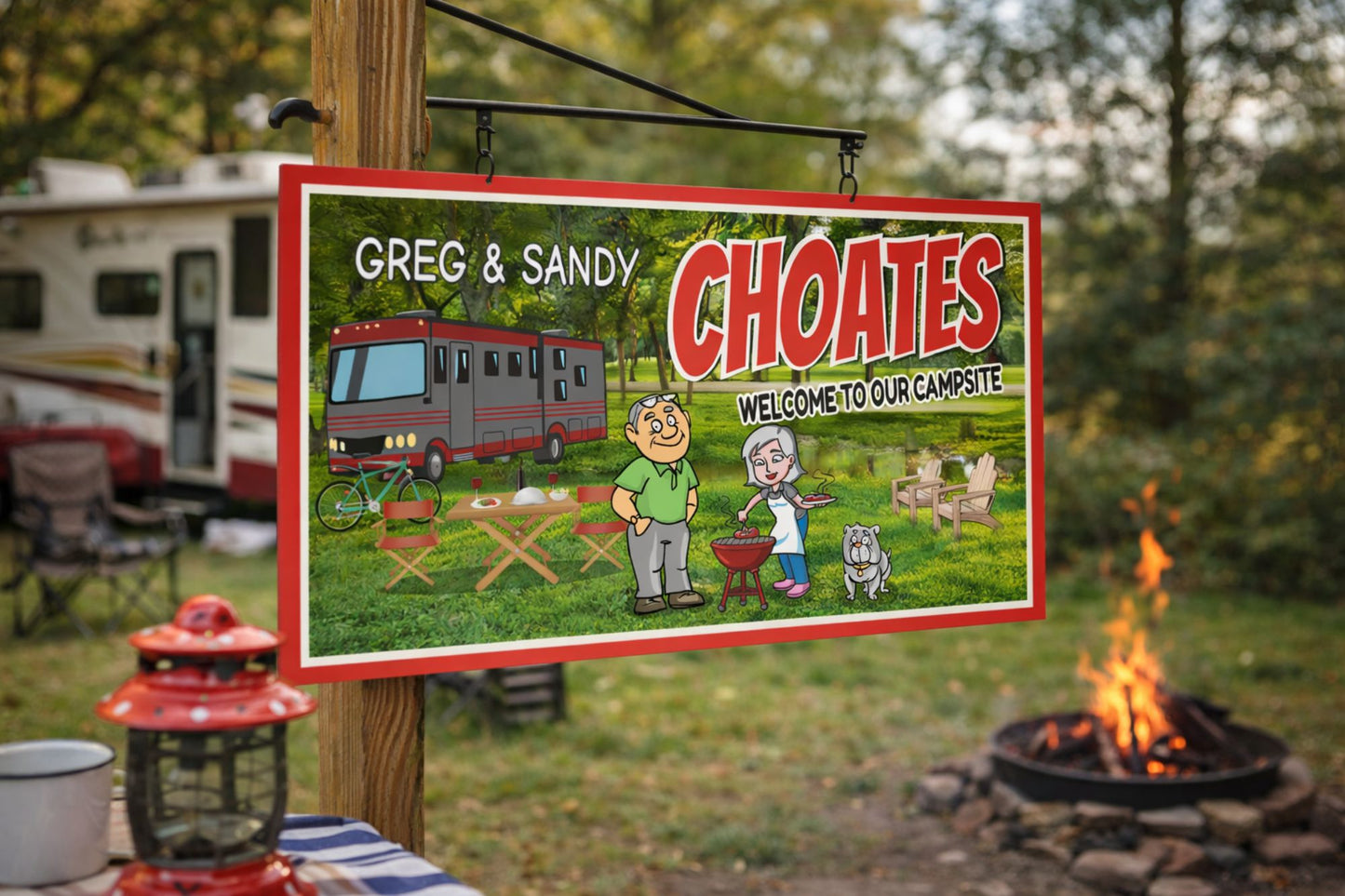 Custom Campsite Sign – Personalized RV Camping Wall Art