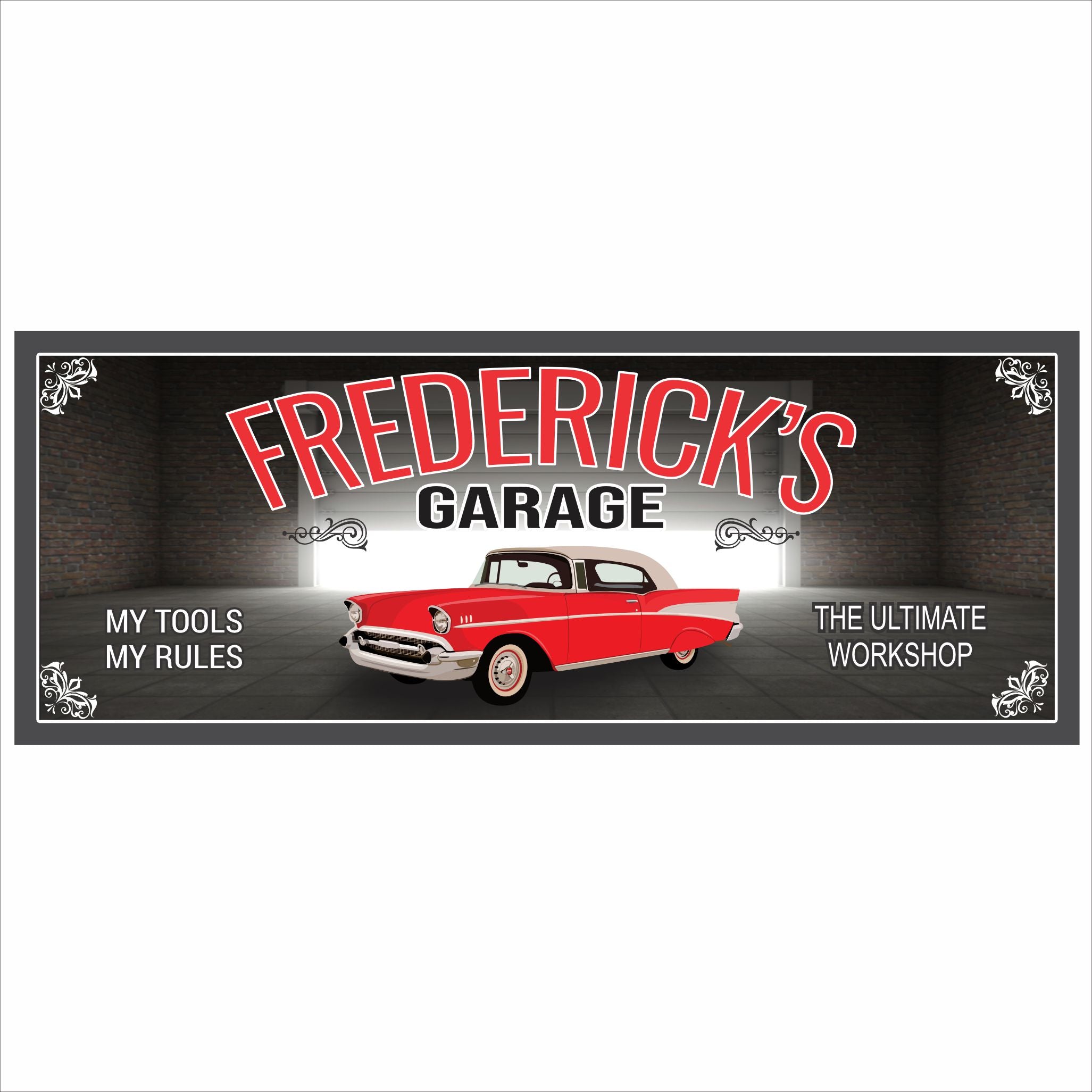 Classic Car Garage Sign – Personalized Garage Decor | Fun Sign Factory