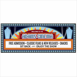 Personalized cinema marquee sign with custom movie-theater text