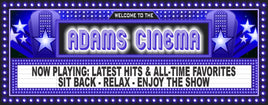 Personalized home theater sign with glowing lights, available in three colors and four sizes, made by a USA veteran.