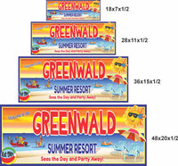 Summer resort sign shown in multiple available sizes for comparison