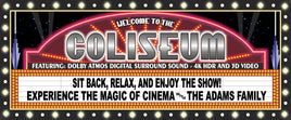 Customizable Home Theater Sign with Retro Half-Moon Marquee and Printed Flashbulb Effect