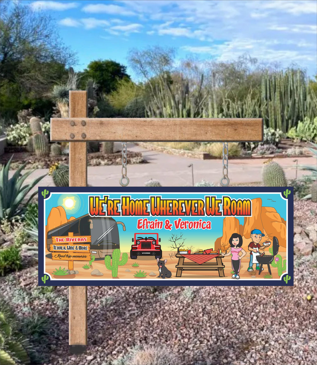 Personalized RV Welcome Camping Sign - Desert Scene| Fun Sign Factory
