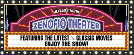 Custom home theater sign with printed glow effect and retro marquee design