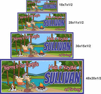 Campsite sign size comparison showing available dimensions from small to large