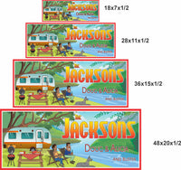 Camping RV sign shown in multiple available sizes for scale comparison