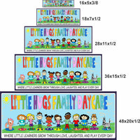 Daycare sign available in 5 sizes from 16x5 to 48x20 inches, personalized childcare décor