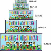 Daycare sign available in 5 sizes from 16x5 to 48x20 inches, personalized childcare décor