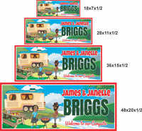 Graphic showing four available sign sizes stacked together for comparison.