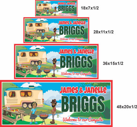 Graphic showing four available sign sizes stacked together for comparison.