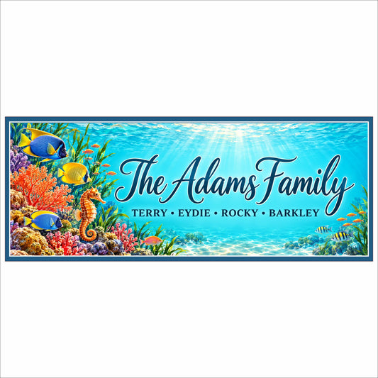 Personalized Ocean Family Name Sign – Tropical Fish Beach House Decor