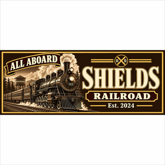 Personalized Railroad Sign – Custom Family Name Train Room Decor