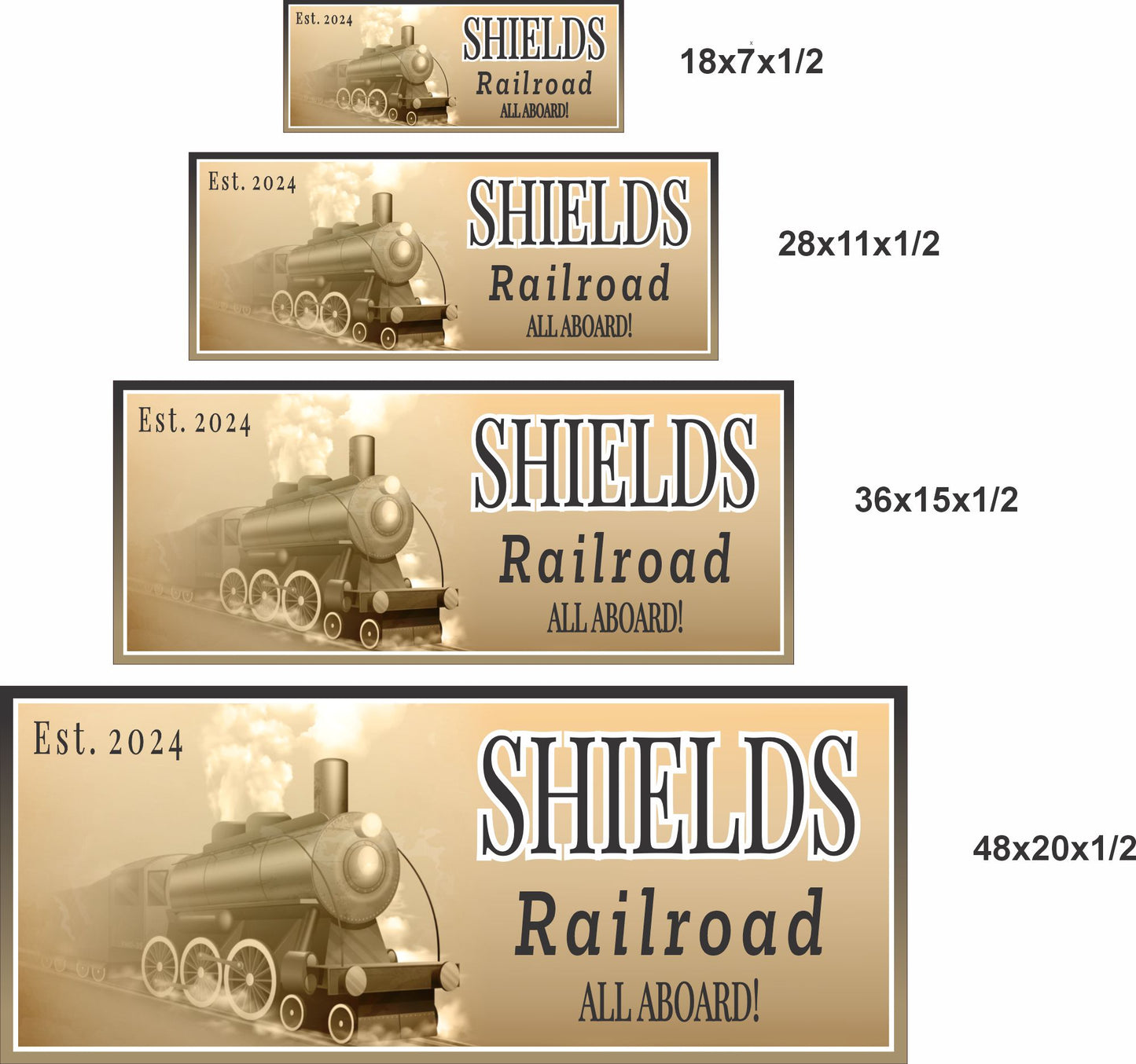 Custom Railroad Family Name Sign – Vintage Steam Train Wall Decor