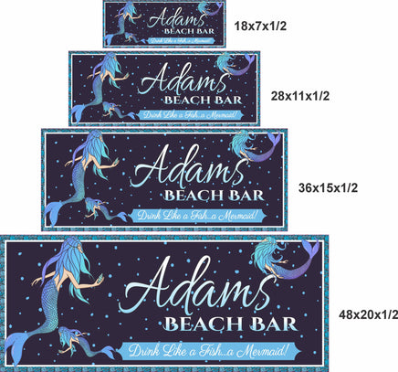 Mermaid beach bar sign shown in multiple available sizes
