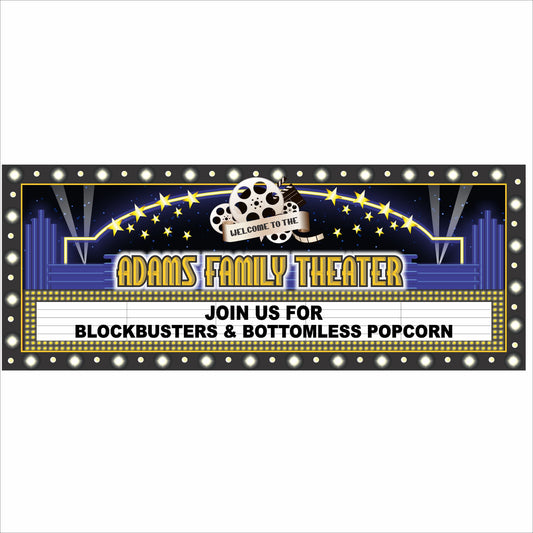 Custom Theater Sign Film Reel Star Marquee Style Movie Room Decor